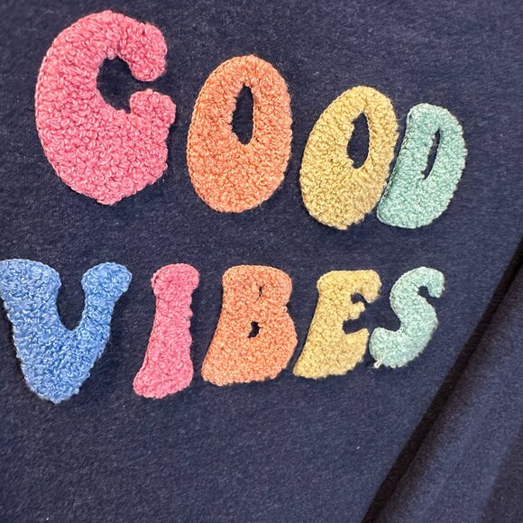 WildFox "Good Vibes" Navy Sweatshirt-Size Large - Picture 4 of 5